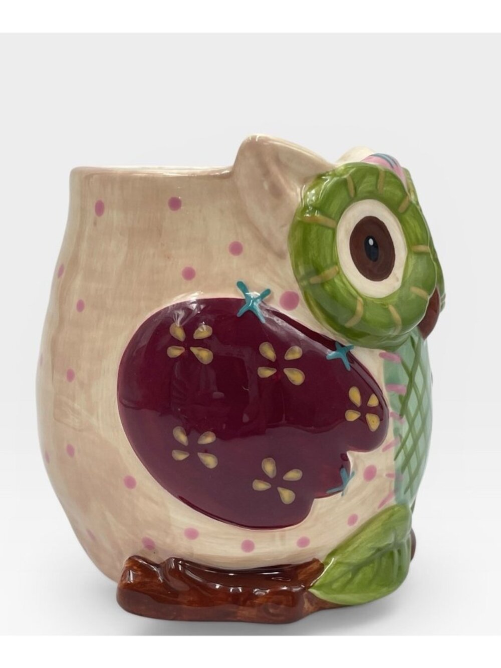 Pier 1 Owl Mug 24oz Vintage Handpainted - Picture 2 of 8